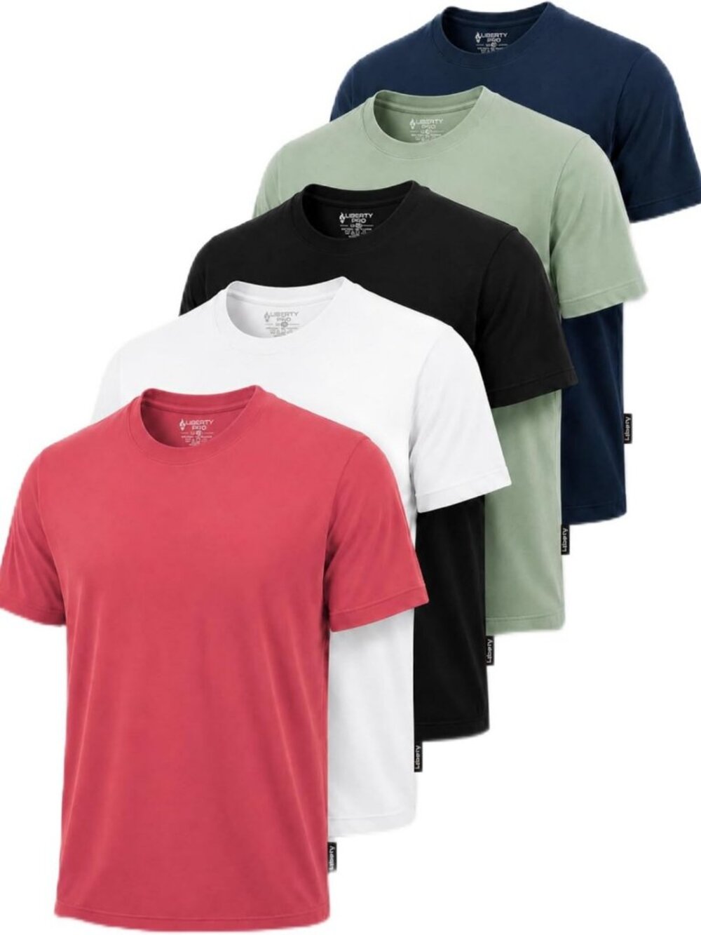 Men's Cotton Blend Crew Neck T-Shirts - 5 Pack, Lightweight, Soft & Moisture